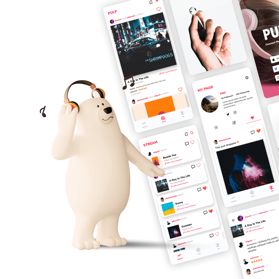 PULP music app interface