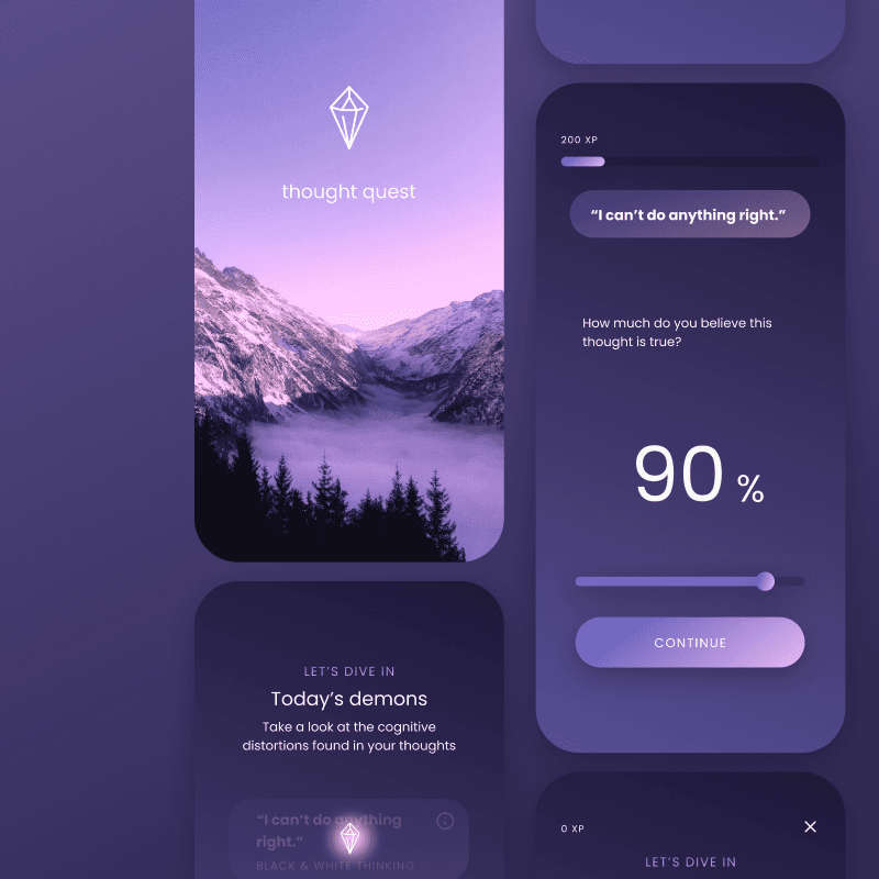 Thought Quest mobile app UI